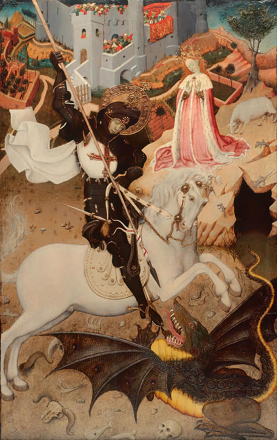 Vintage Painting - Saint George Killing the Dragon #1 by Mountain Dreams