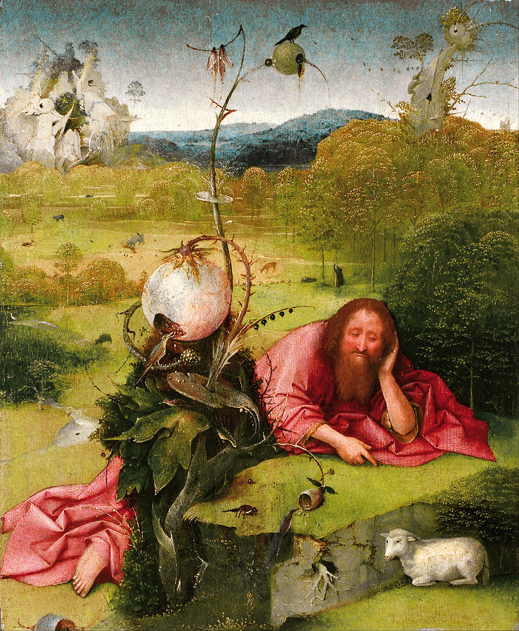 Saint John the Baptist in the Desert #3 Painting by Hieronymus Bosch
