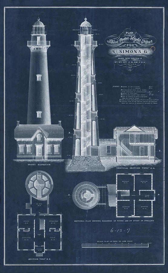 Saint Simon Lighthouse Drawing by Jerry McElroy