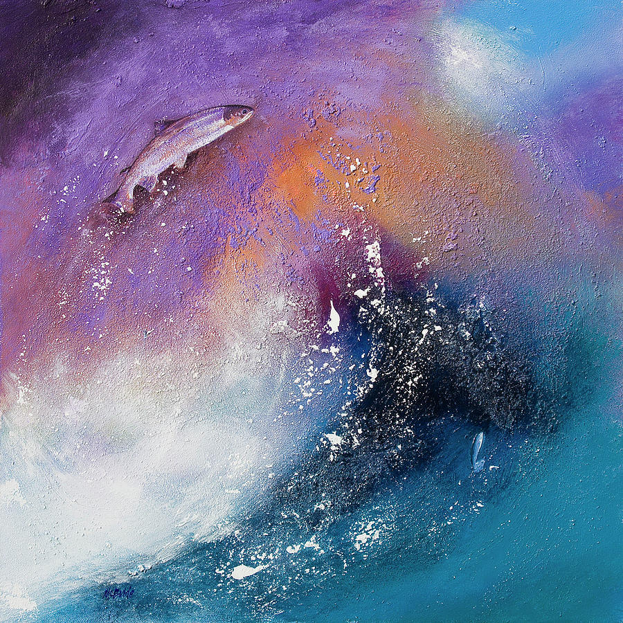 Salmon Painting - Salmon Leap by Neil McBride