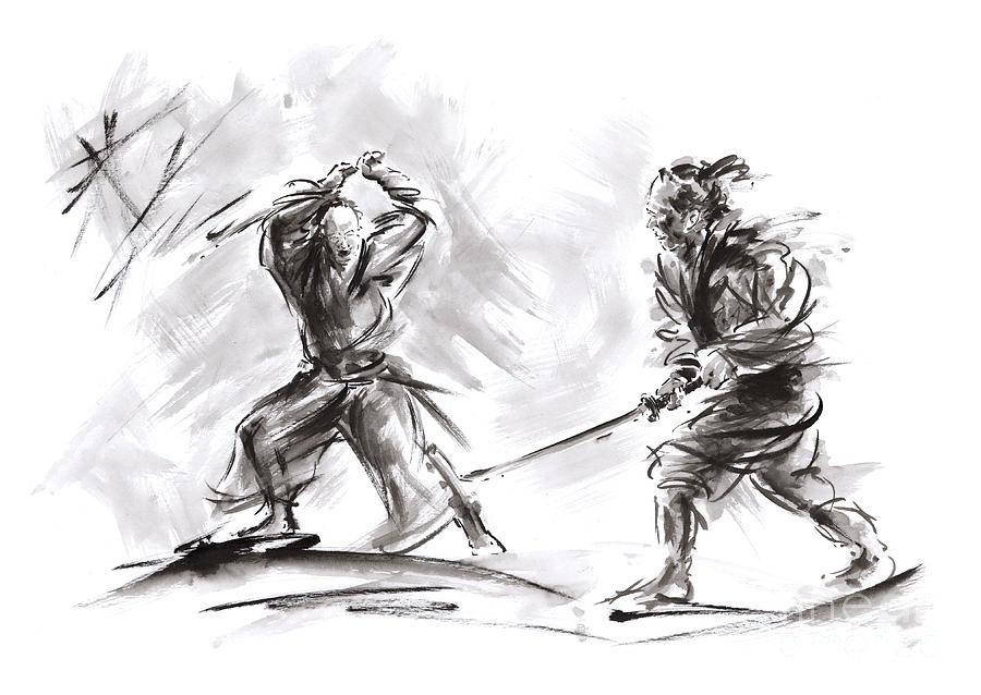 Samurai Painting - Samurai fight. #1 by Mariusz Szmerdt