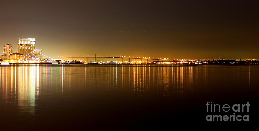 Nature Photograph - San Diego Skyline Night #1 by Henrik Lehnerer