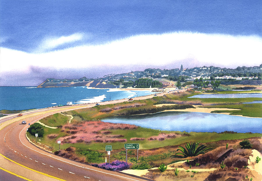 San Elijo Painting - San Elijo and Hwy 101 by Mary Helmreich
