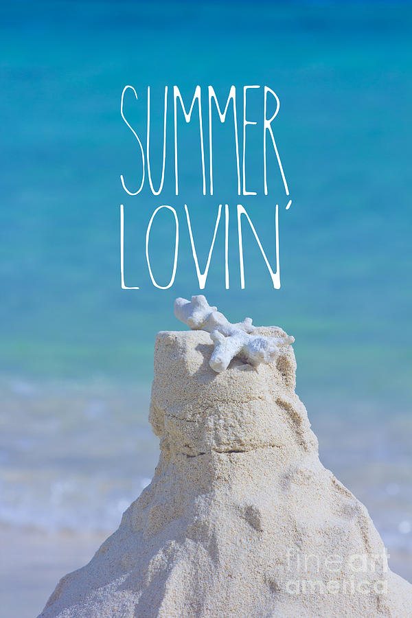 Summer Lovin Sandcastle with Coral Turquoise Sea Photograph by Beverly Claire Kaiya
