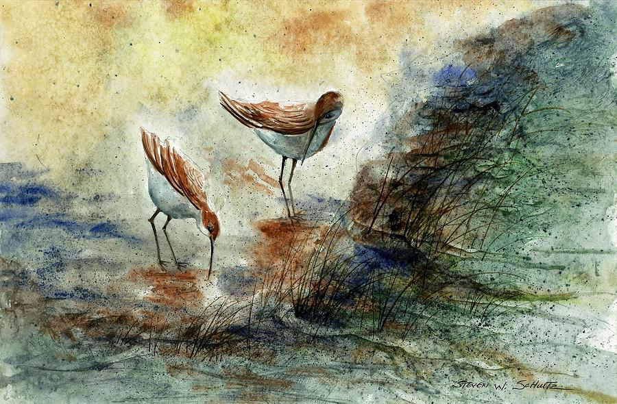 Bird Painting - Sand Pipers #1 by Steven Schultz