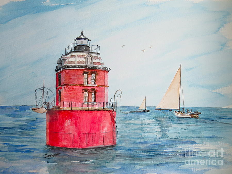 Sandy Point Lighthouse Painting - Sandy Point Lighthouse  #1 by Nancy Patterson