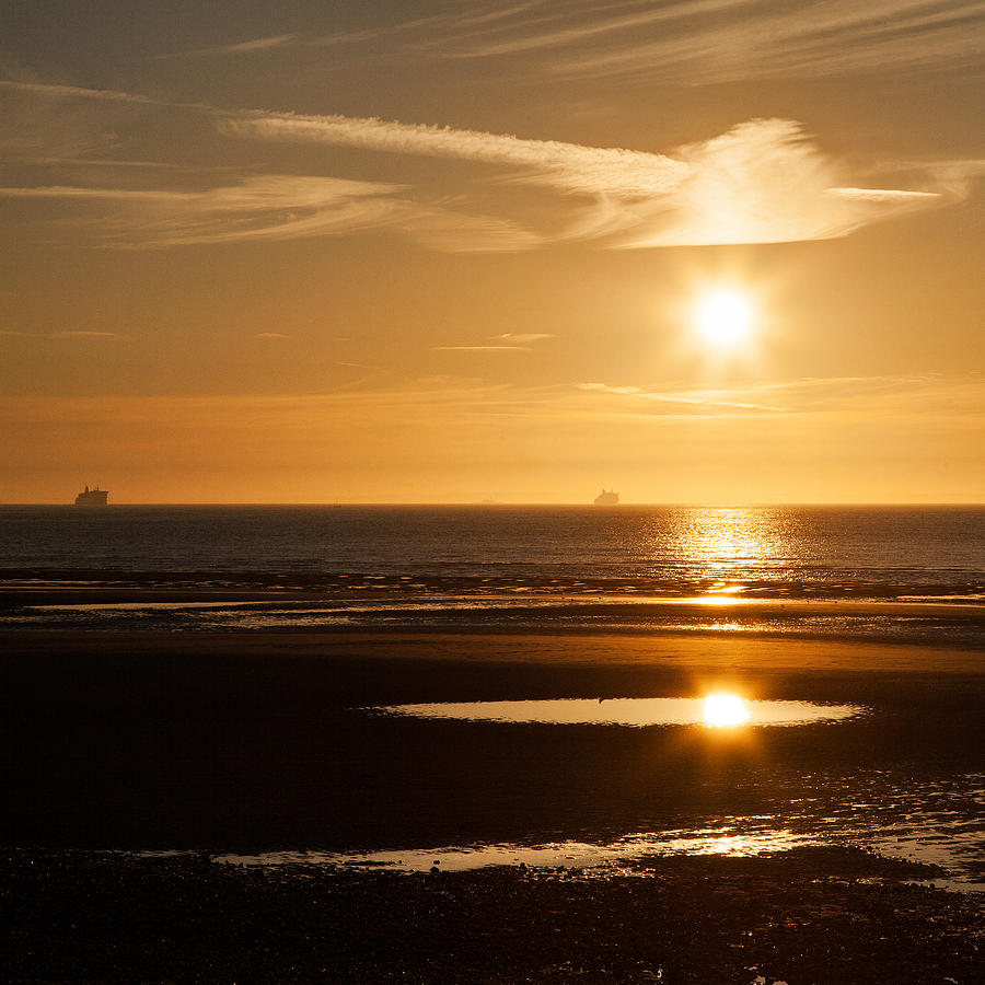 Sangatte beach at sunset #1 Photograph by Ian Middleton