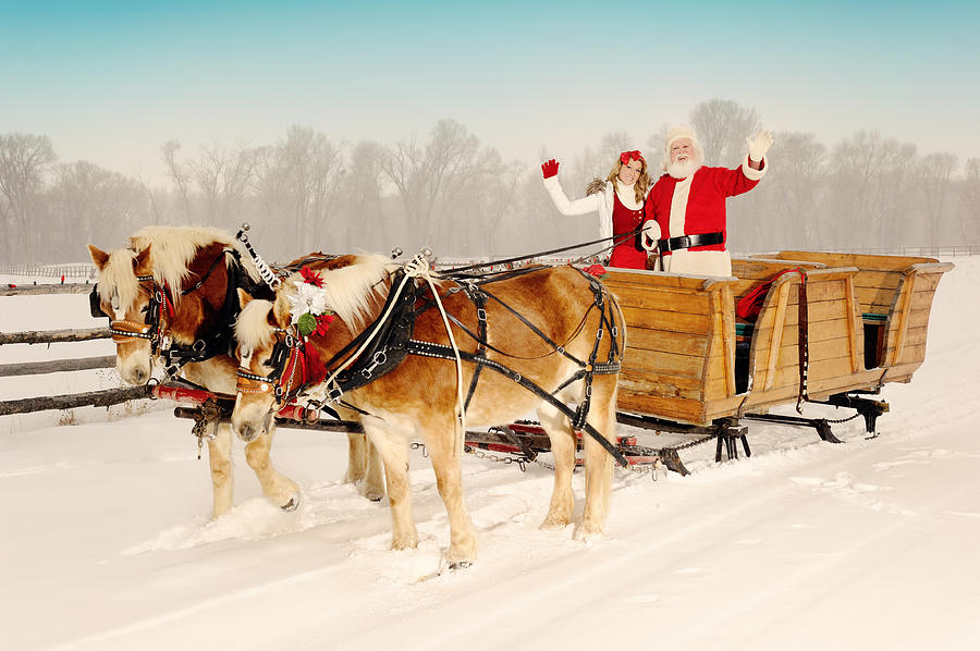 Santa and His Helper Driving A Team Of Horses Photograph by Kriss ...