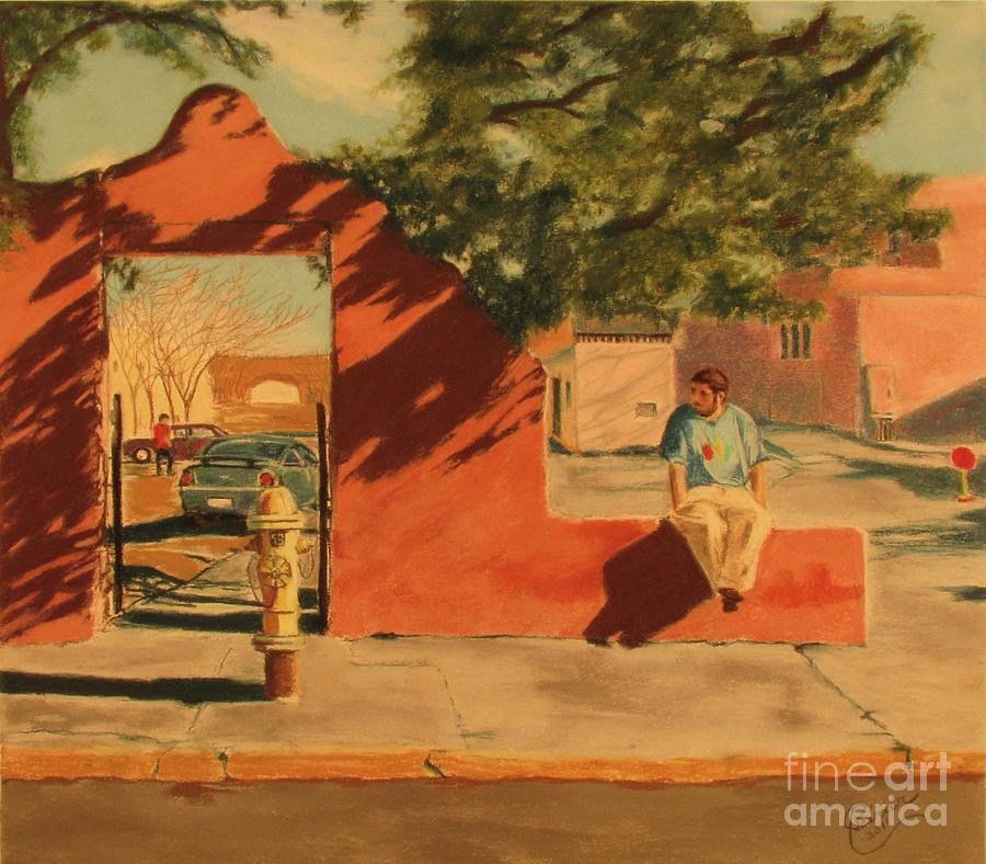 Santa Fe New Mexico Painting - Santa Fe Sidewalk #1 by Janet Poirier
