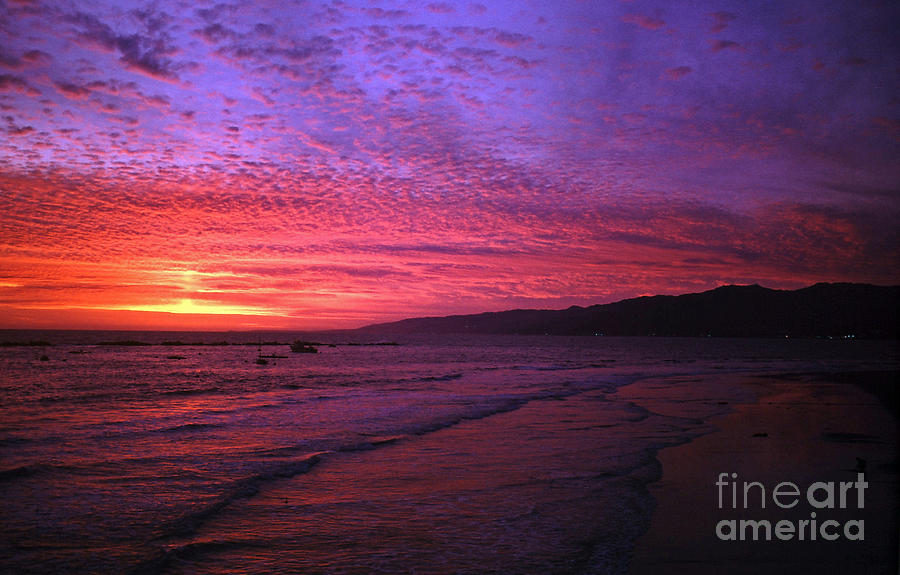 Sunset Photograph - Santa Monica Beach Sunset #1 by Howard Koby
