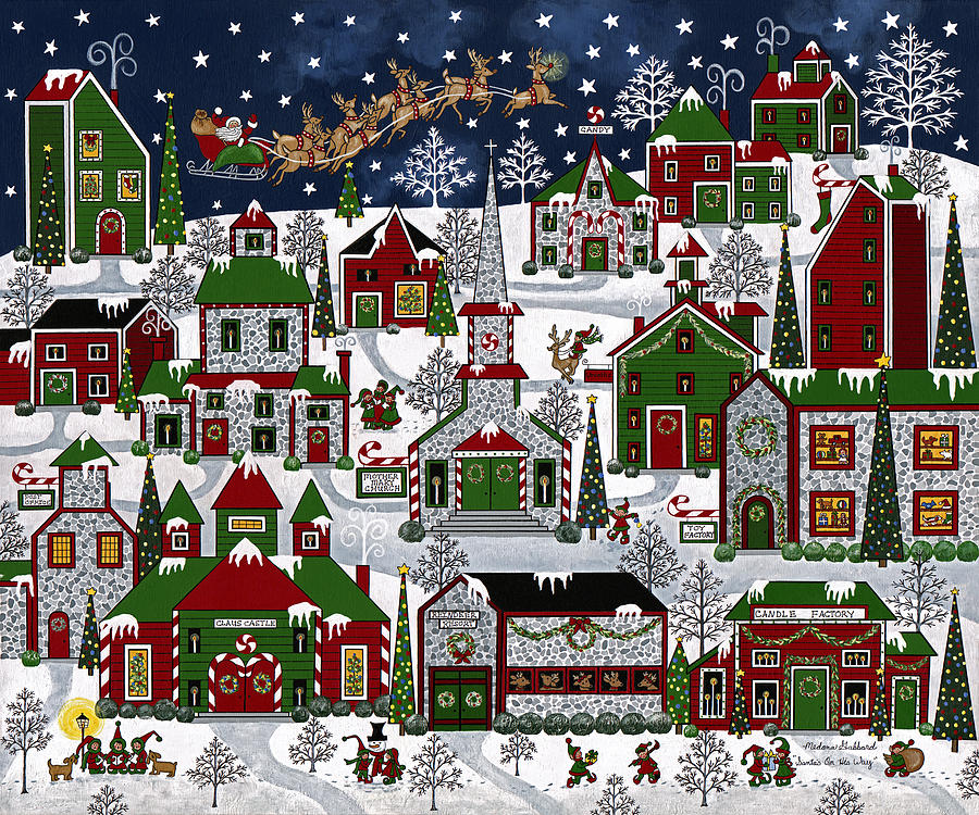 North Pole Painting - Santas On His Way by Medana Gabbard