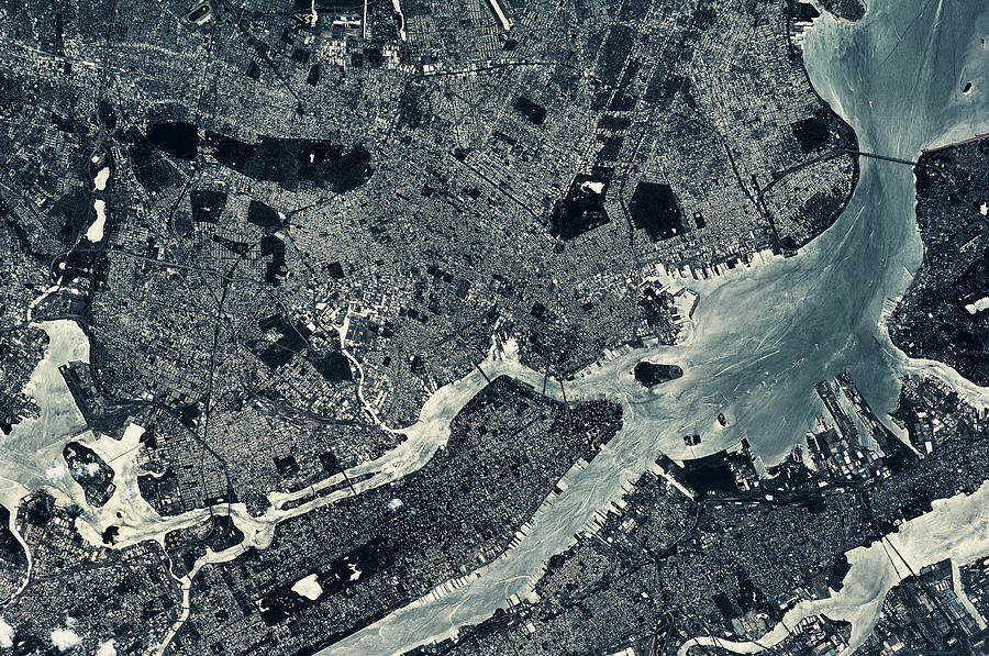Satellite View Of Manhattan, New York #1 Photograph by Panoramic Images