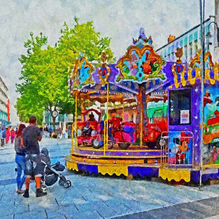 Saturday fun on Queen Street in Cardiff Wales #1 Digital Art by Digital Photographic Arts