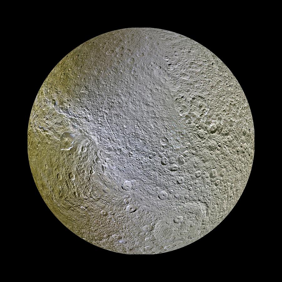 Saturns Moon Rhea #1 Photograph by Nasa/jpl-caltech/space Science Institute/lunar And Planetary Institute/science Photo Library