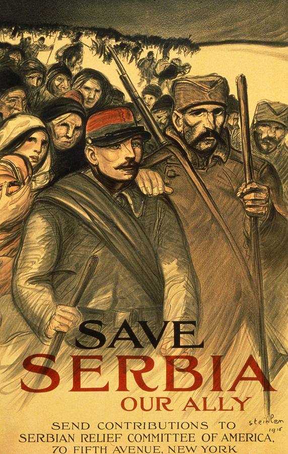 Winter Drawing - Save Serbia Our Ally by Theophile Steinlen