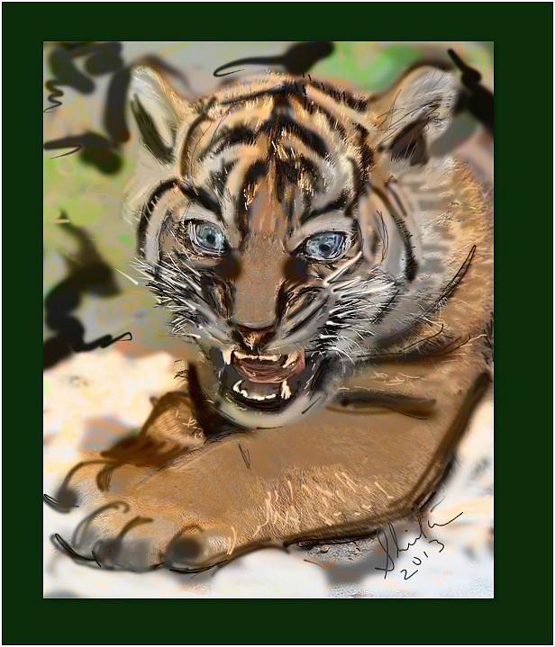 Tiger Digital Art - Save the Animals #1 by Sheila Lubeski