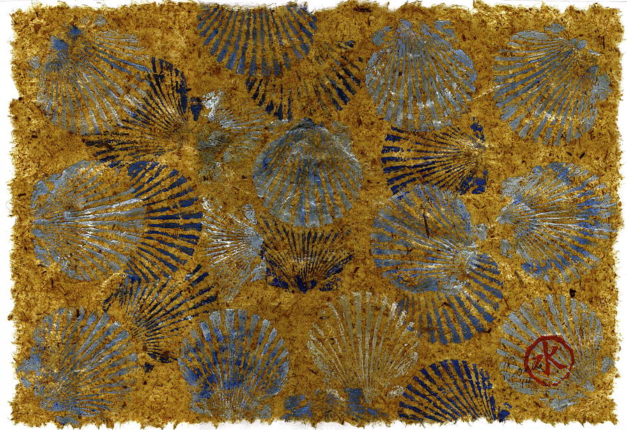 Gyotaku Mixed Media - Scallops on Thai Banana Paper   by Jeffrey Canha