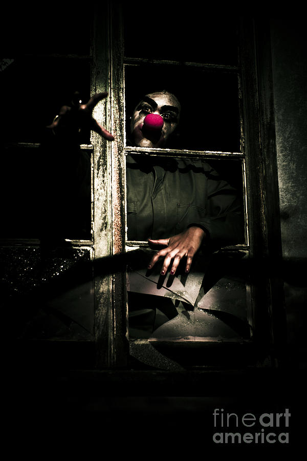 Scary Clown Clawing Window Photograph by Jorgo Photography