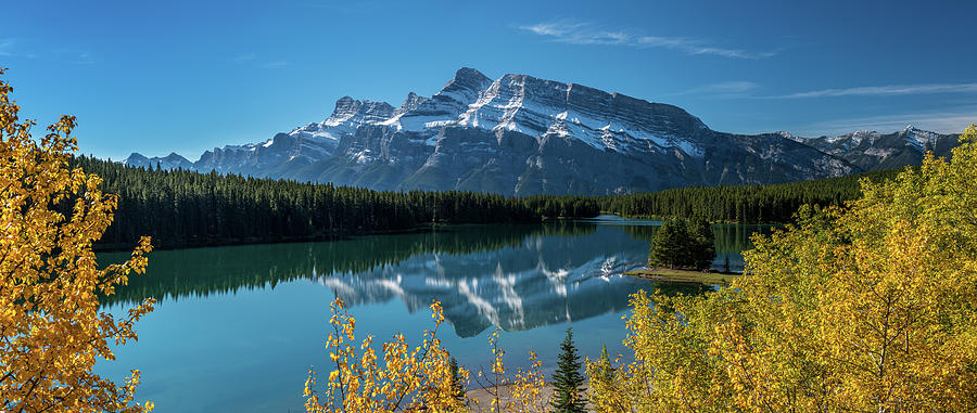 Scenic View Of Mount Rundle Reflected #1 Photograph by Panoramic Images