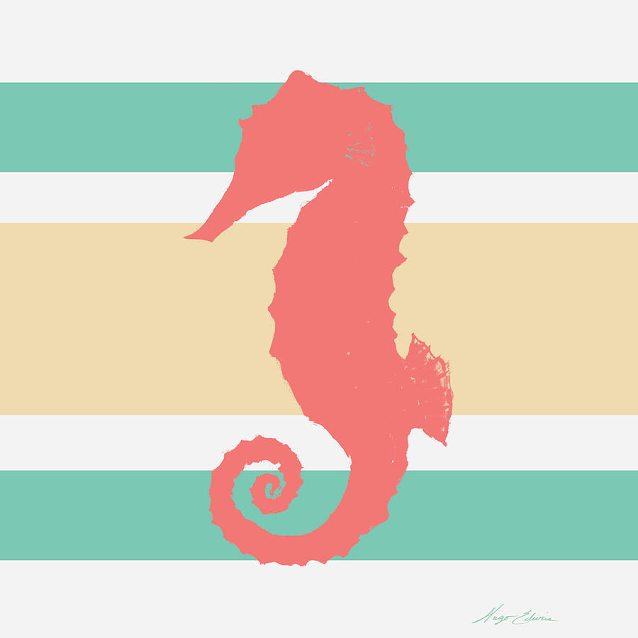 Sea Digital Art - Sea Creature On Stripes II #1 by Hugo Edwins