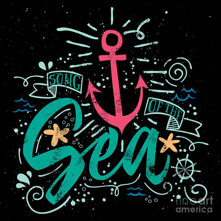 Symbol Digital Art - Sea Print T-shirts For Summer Vector by Karma3 Symbol Digital Art - Sea Print T-shirts For Summer Vector by Karma3