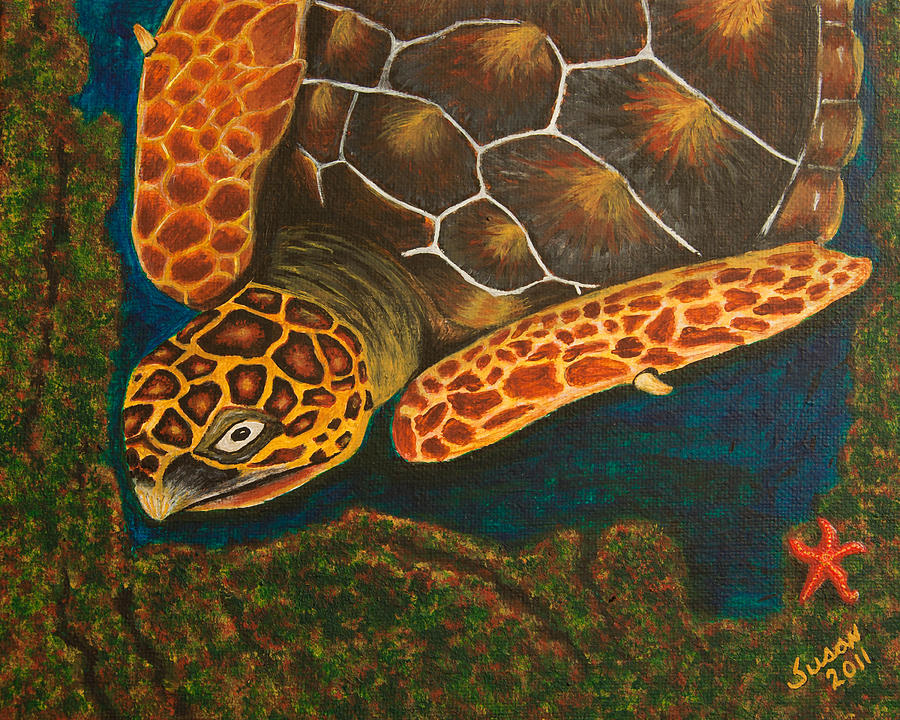 Sea Turtle #1 Painting by Susan Cliett