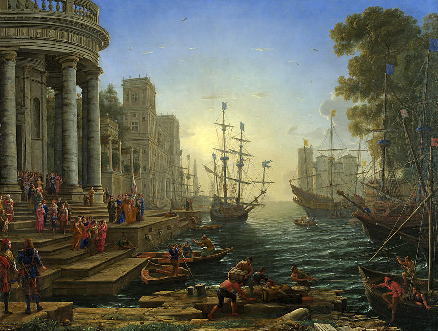 Seaport with the Embarkation of Saint Ursula #3 Painting by Claude Lorrain