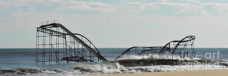 Seaside Heights Roller Coaster  - paint #1 Photograph by Sami Martin