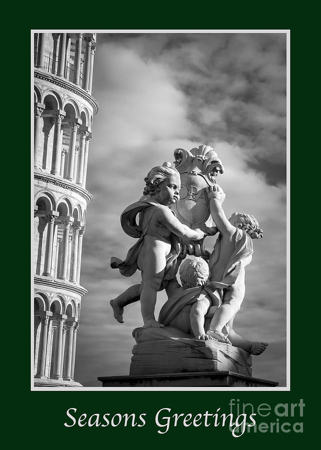 Holiday Photograph - Seasons Greetings with Fountain of Angels  #1 by Prints of Italy
