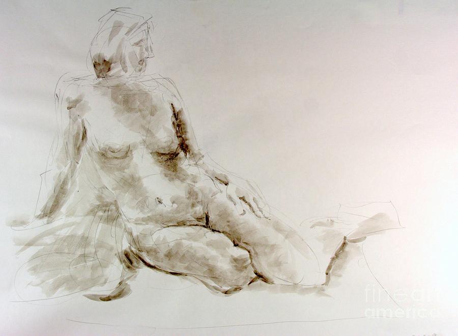 Nude Drawing - Seated Nude  #1 by Andy Gordon