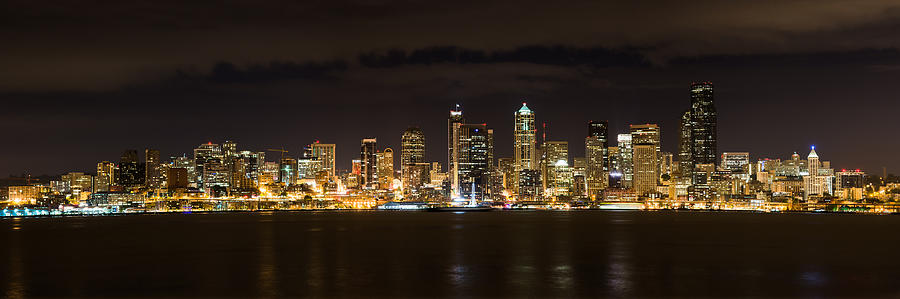 Seattle at Night #1 Photograph by Chris McKenna