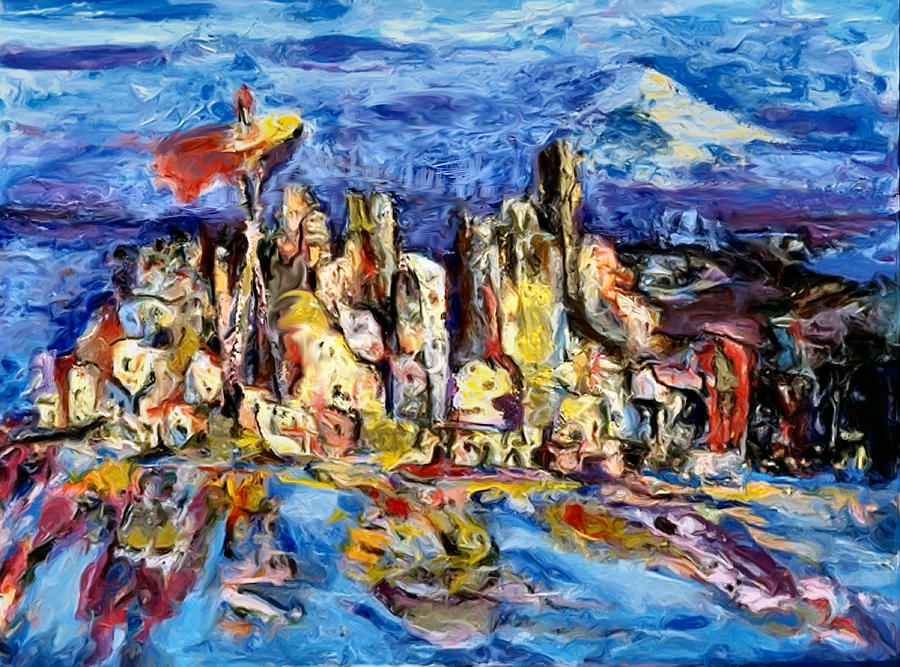 Seattle City of Gold 1999 #1 Painting by Carla Dreams