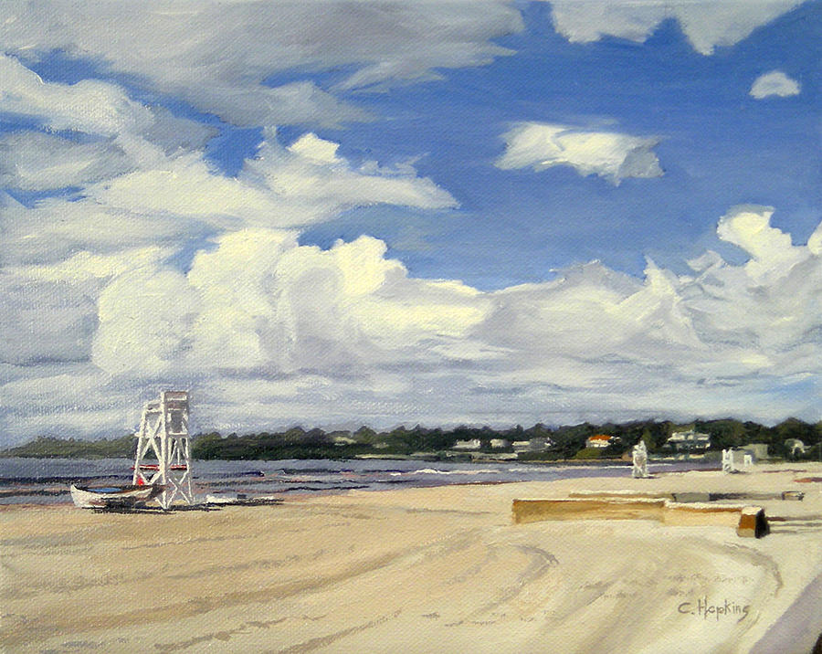 Sunset Painting - Second Beach Newport Rhode Island #2 by Christine Hopkins