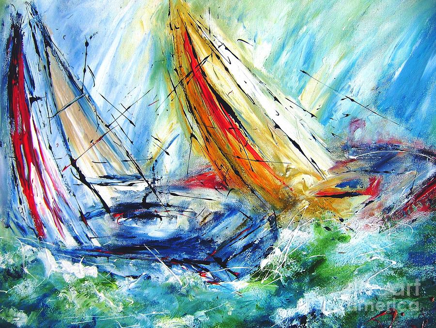 Art prints of the sea The realist trims his sails  Painting by Mary Cahalan Lee - aka PIXI