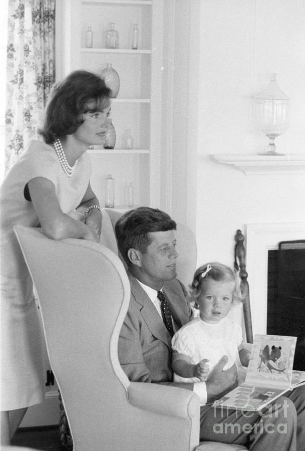 Senator John F. Kennedy with Jacqueline and Caroline #1 Photograph by The Harrington Collection