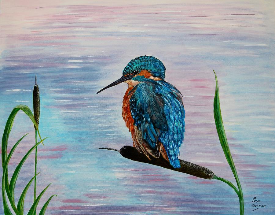 Kingfisher Painting - Kingfisher bird Serenity painting by Lisa Straker