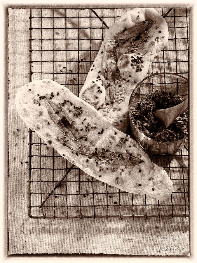 Bread Photograph - Sesameseed and Sage Flatbread by Iris Richardson