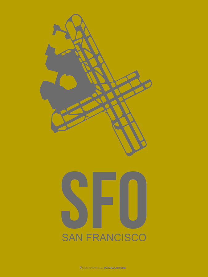 San Francisco Digital Art - SFO San Francisco Airport Poster 2 #1 by Naxart Studio