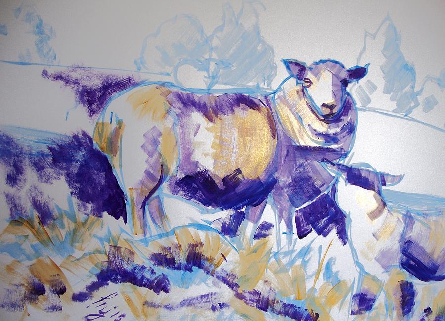 Sheep and Lamb #2 Drawing by Mike Jory