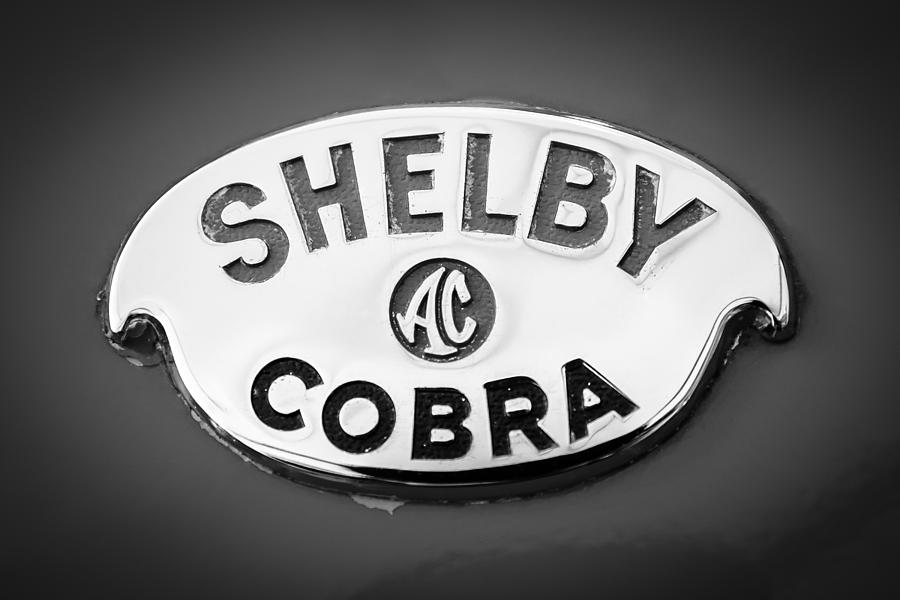 Black And White Photograph - Shelby AC Cobra Emblem -0282bw #1 by Jill Reger