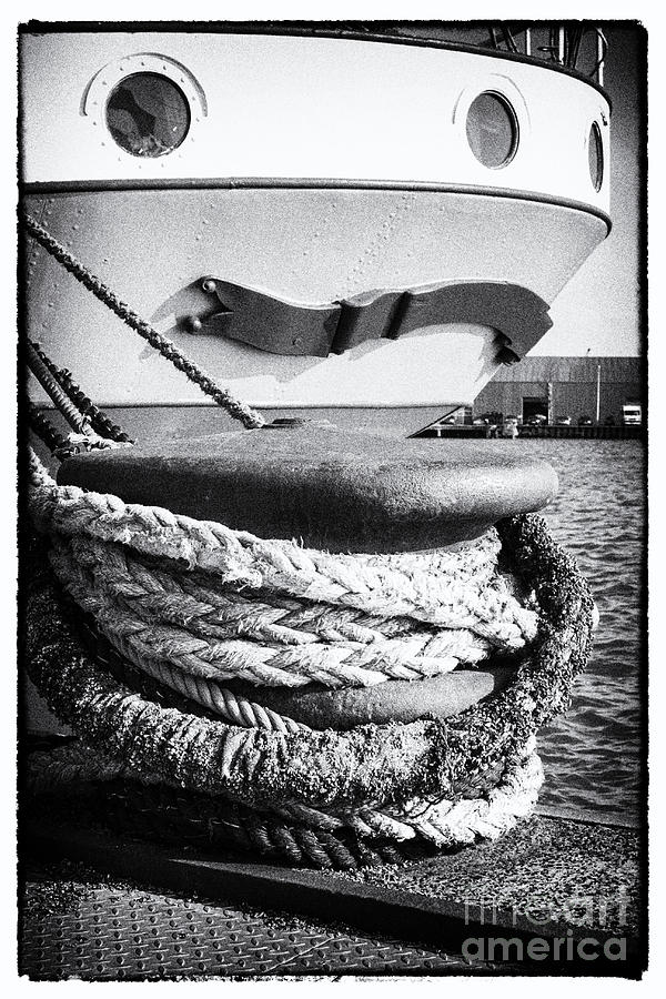Ship mooring at port black and white Photograph by Patricia Hofmeester