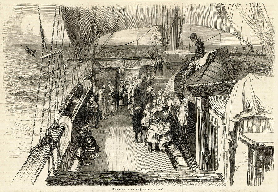Shipboard Scene German Emigrants Drawing by Mary Evans Picture Library