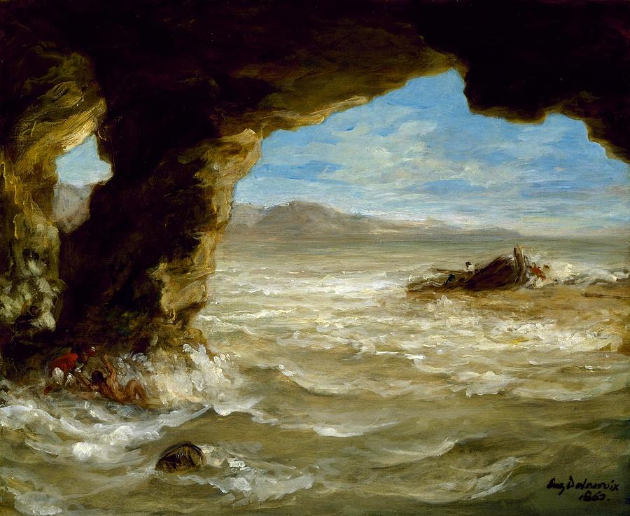 Eugene Delacroix Painting - Shipwreck on the Coast #1 by Eugene Delacroix