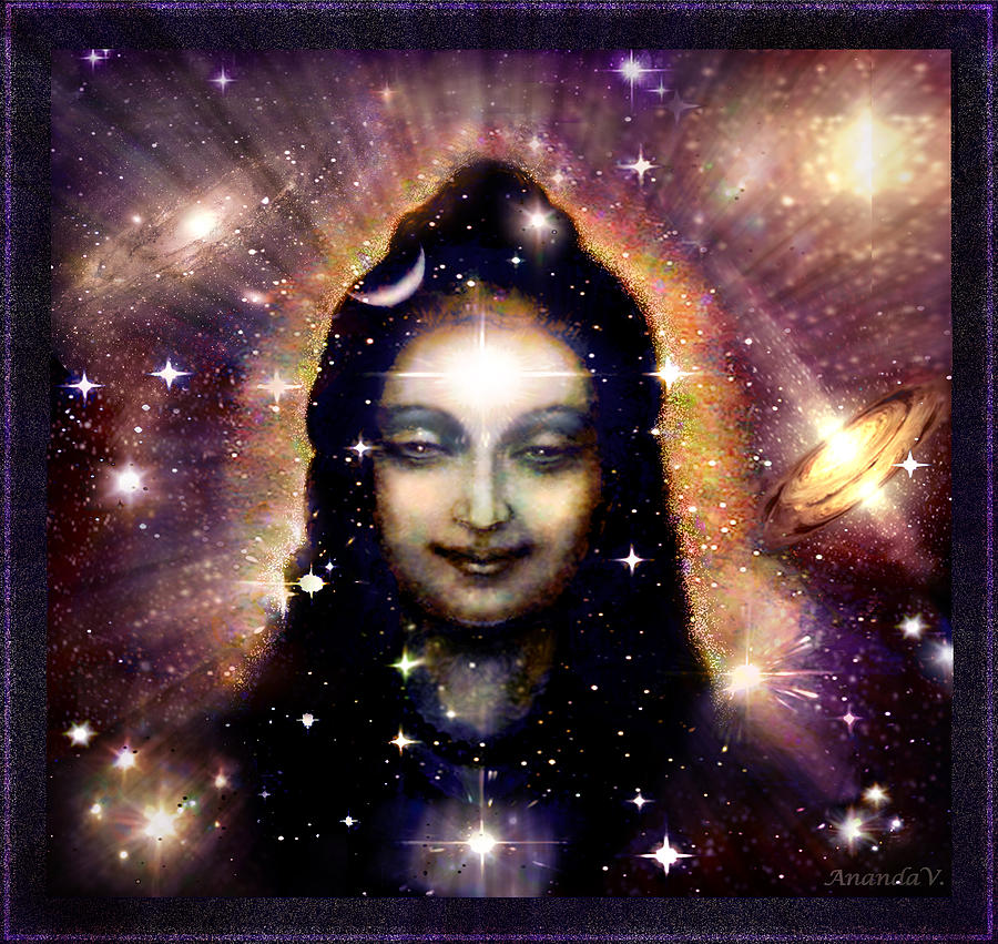 Shiva in blue Space Mixed Media by Ananda Vdovic