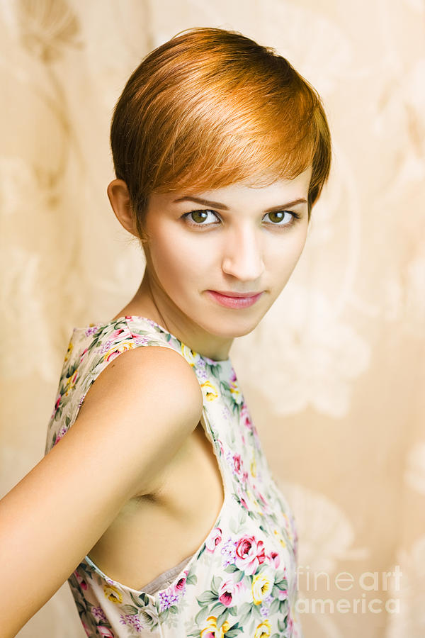 Short Haired Girl In Floral Dress Photograph By Jorgo Photography