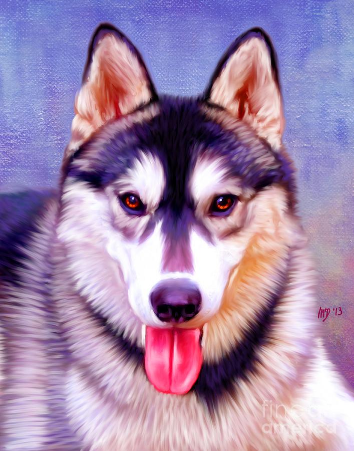 Dog Painting - Siberian Husky dog art #1 by Iain McDonald