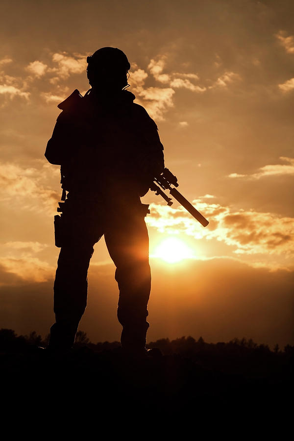 Silhouette Of A United States Army Photograph by Oleg Zabielin