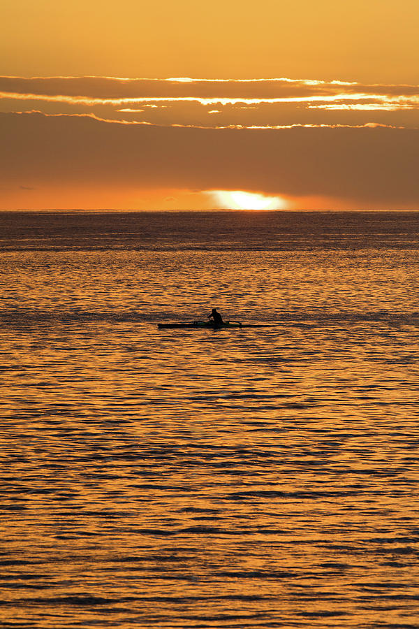 Silhouette Of Kayaker In The Pacific #1 Photograph by Panoramic Images