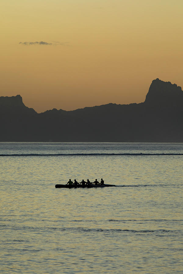 Silhouette Of Kayakers In The Pacific #1 Photograph by Panoramic Images