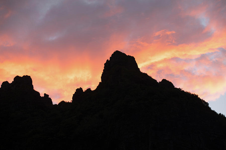 Silhouette Of Mountain Peak, Moorea #1 Photograph by Panoramic Images